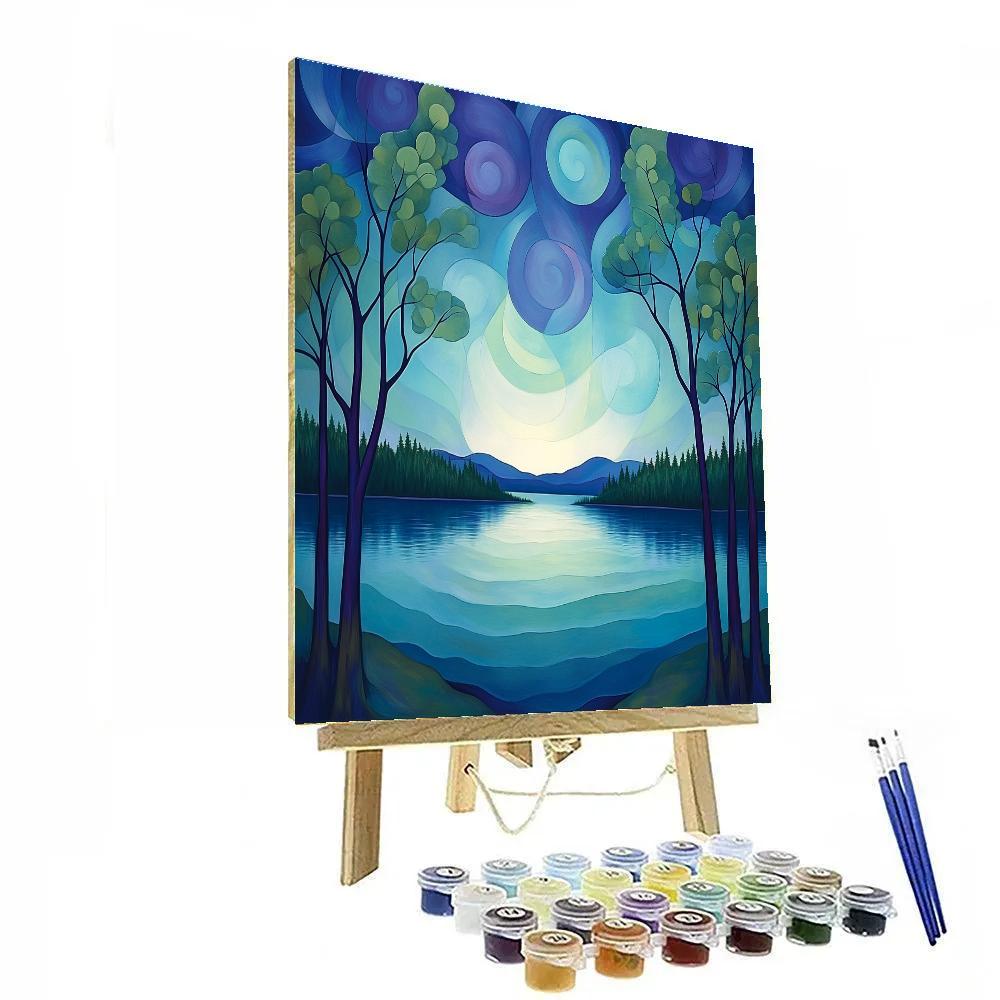 Lawren Harris Inspired Northern Lake Under Windswept Skies Paint by numbers kits