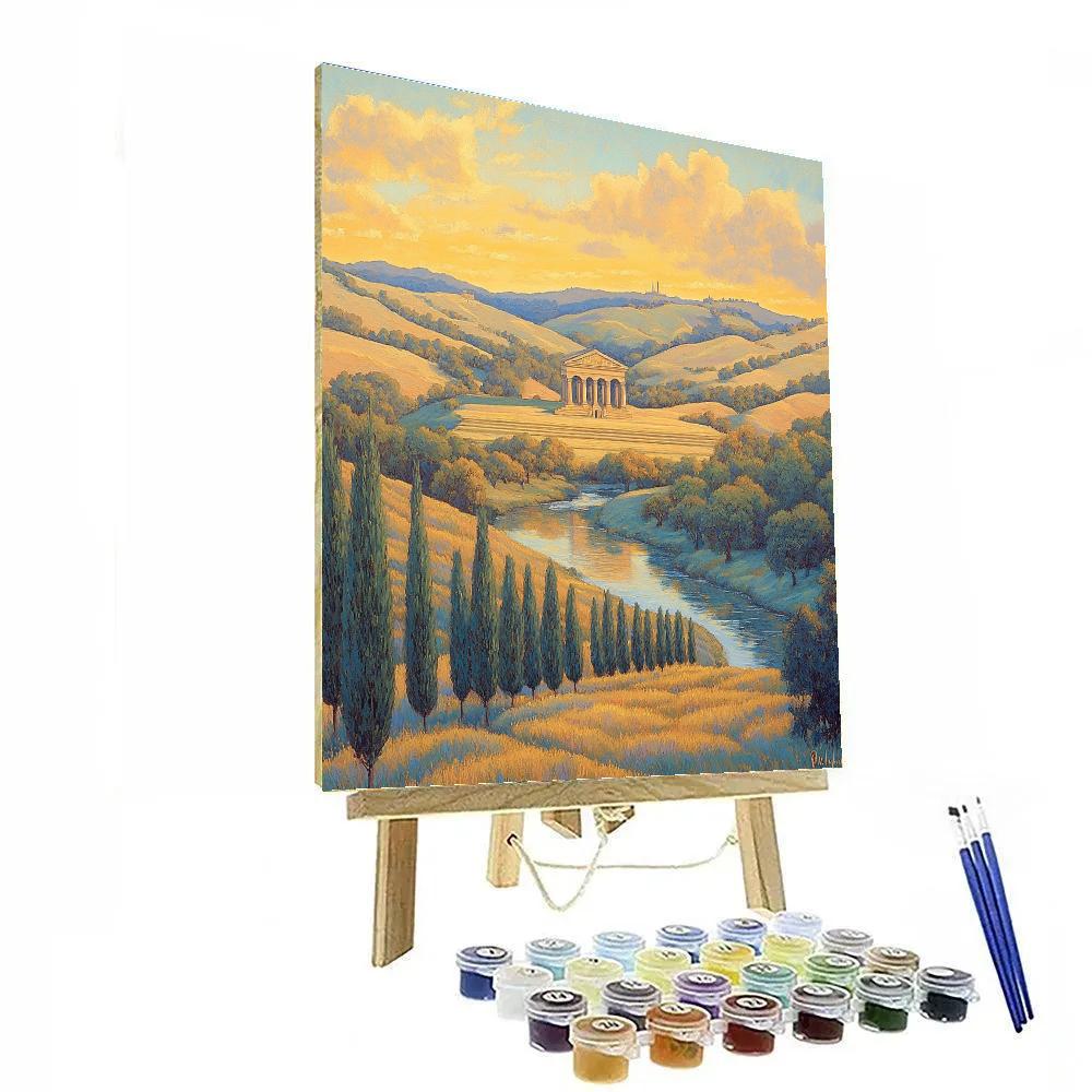 Raphael Inspired Golden Archway Over Serene Valley Numbered painting kits
