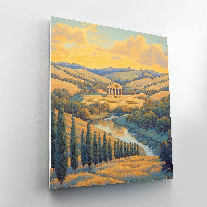 Raphael Inspired Golden Archway Over Serene Valley Numbered painting kits