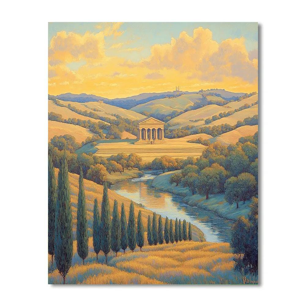 Raphael Inspired Golden Archway Over Serene Valley Numbered painting kits