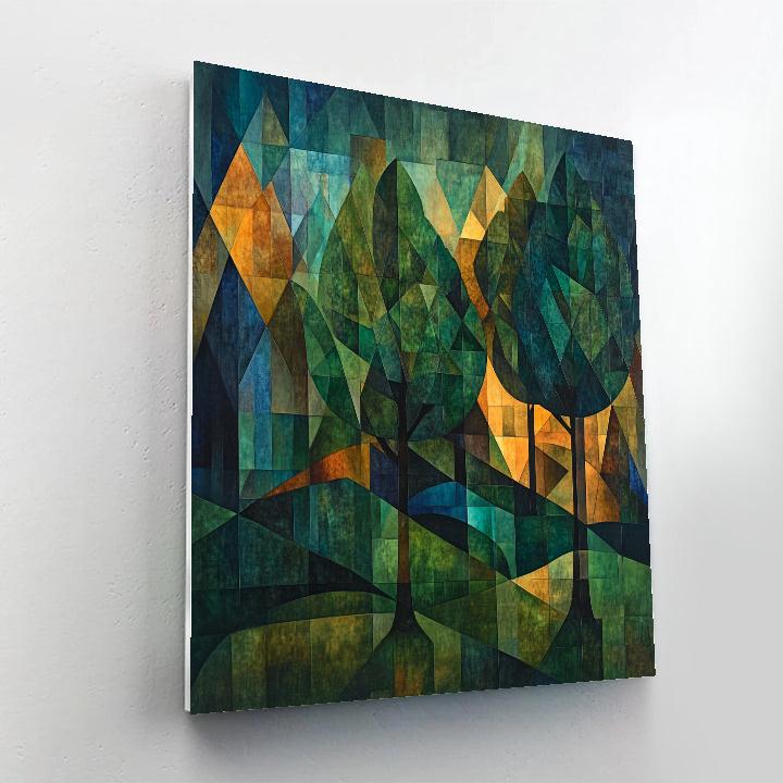 Pablo Picasso Inspired Cubist Forest Geometry Number painting