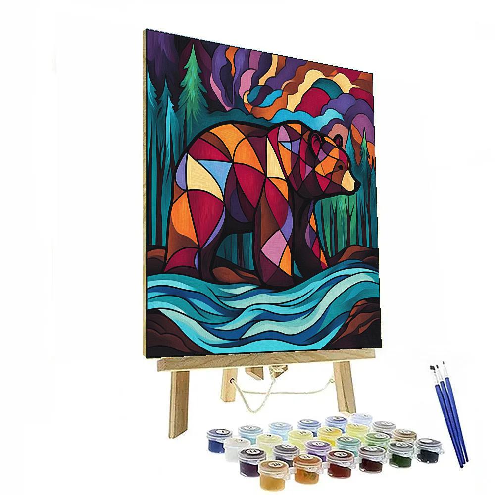 Norval Morrisseau Inspired Thunder River Bear Spirit Number painting