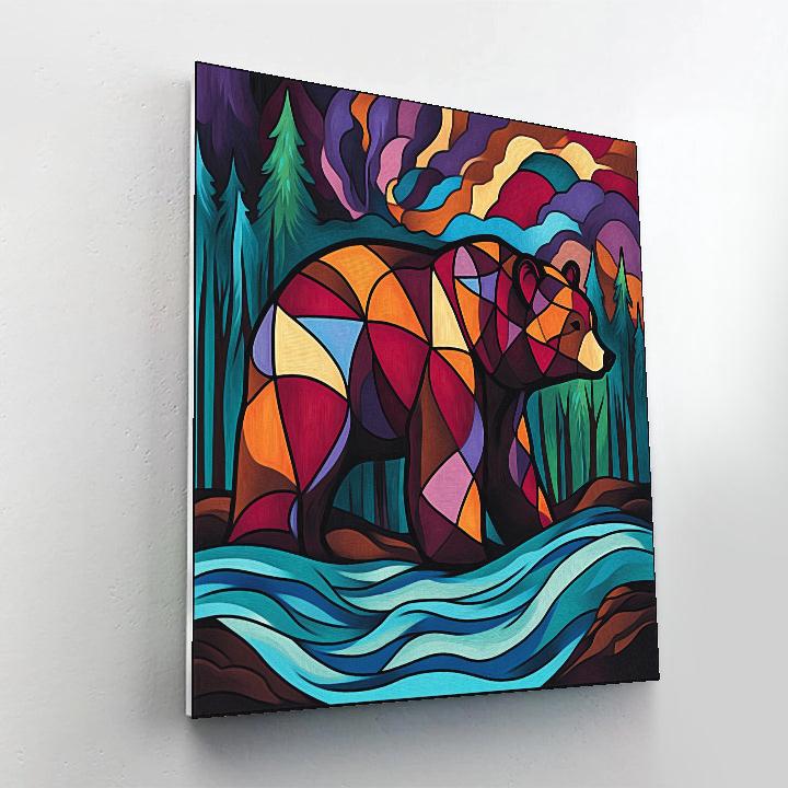 Norval Morrisseau Inspired Thunder River Bear Spirit Number painting
