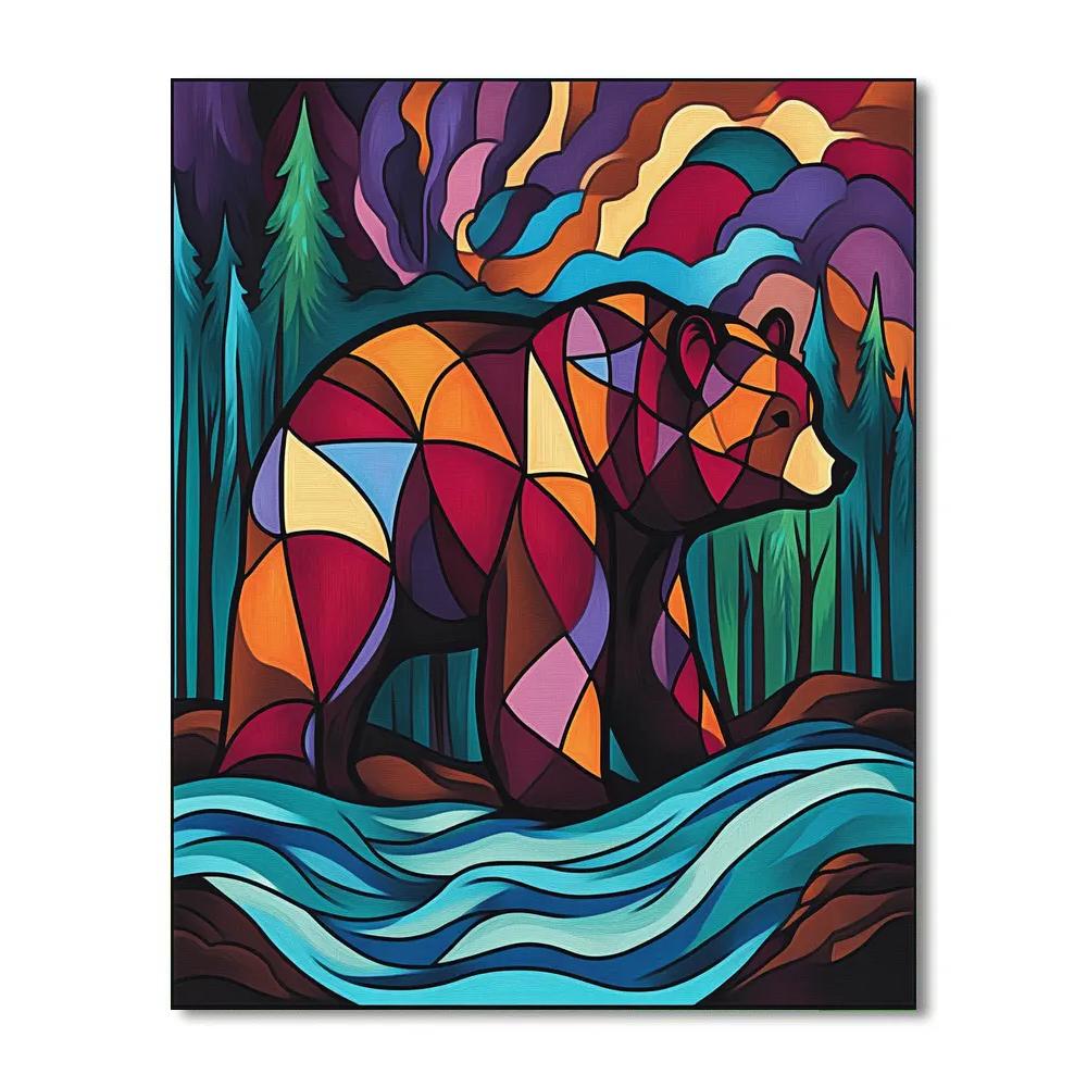 Norval Morrisseau Inspired Thunder River Bear Spirit Number painting