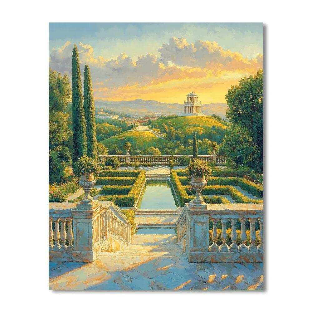 Raphael Inspired Luminous Terrace And Distant Temple Paint by numbers kits