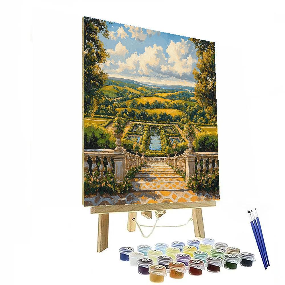 Raphael Inspired Luminous Renaissance Garden Vista paint by number