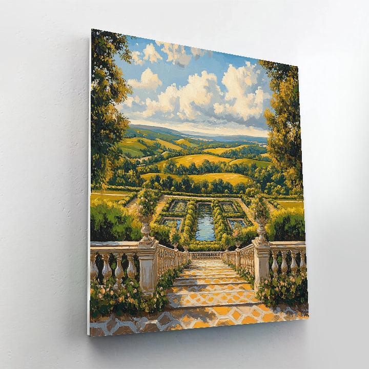Raphael Inspired Luminous Renaissance Garden Vista paint by number