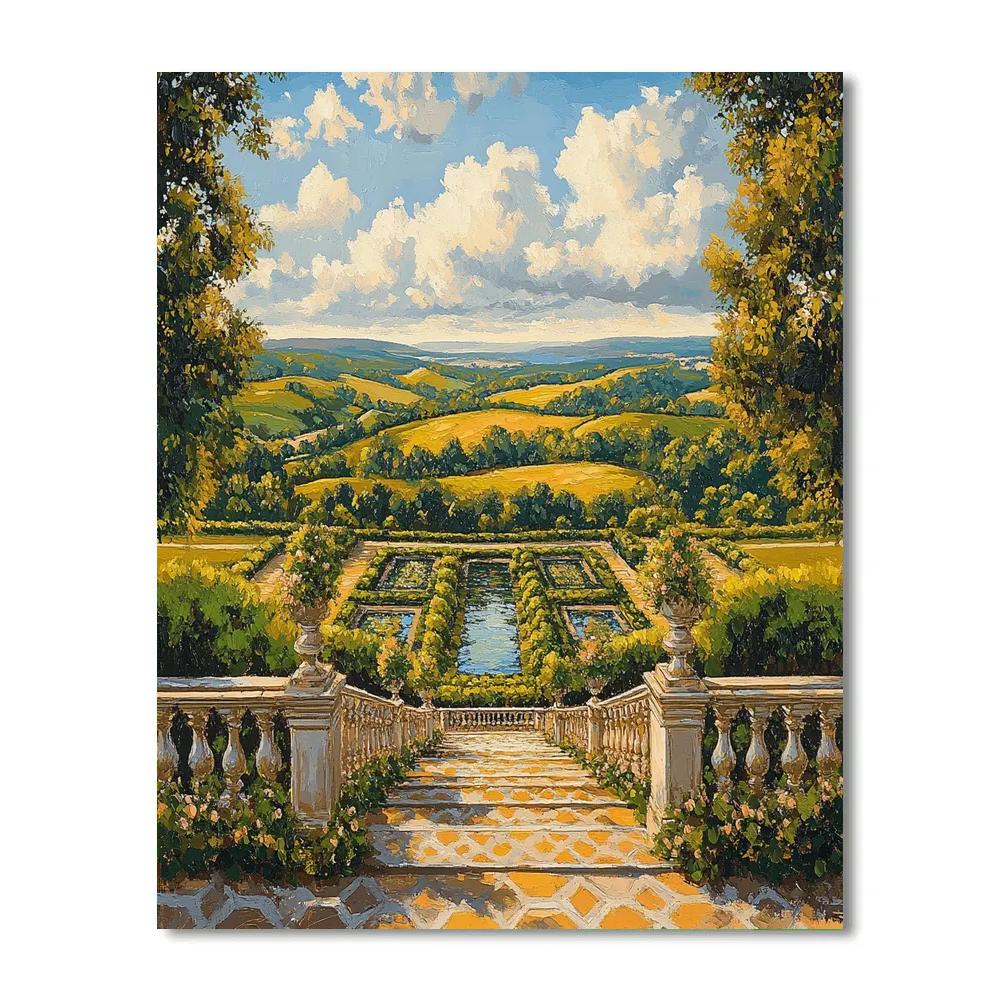 Raphael Inspired Luminous Renaissance Garden Vista paint by number