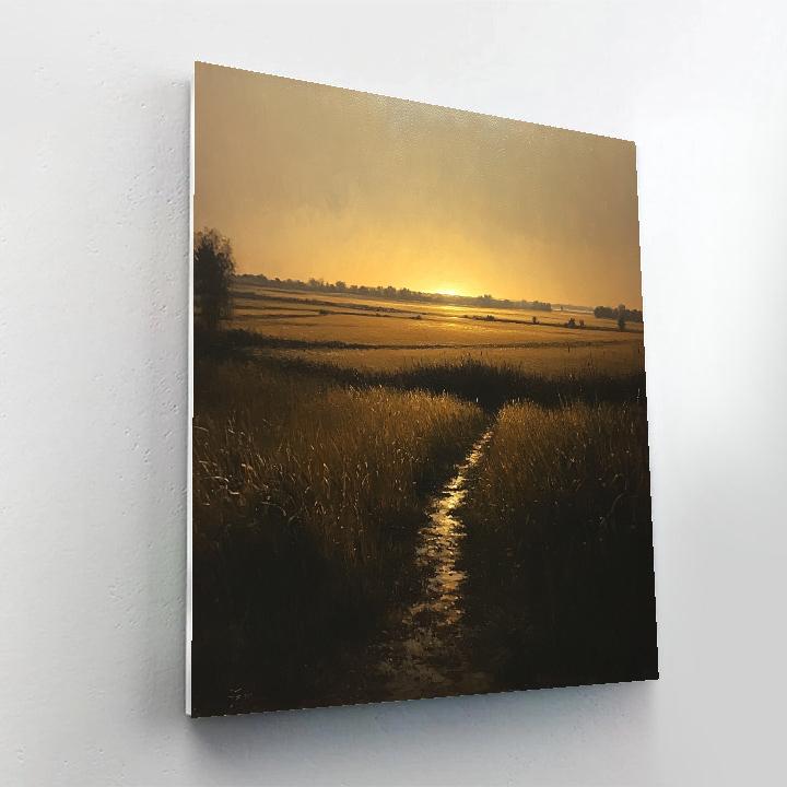 Rembrandt Inspired Luminous Horizon Over Shadowy Dutch Fields paint by number