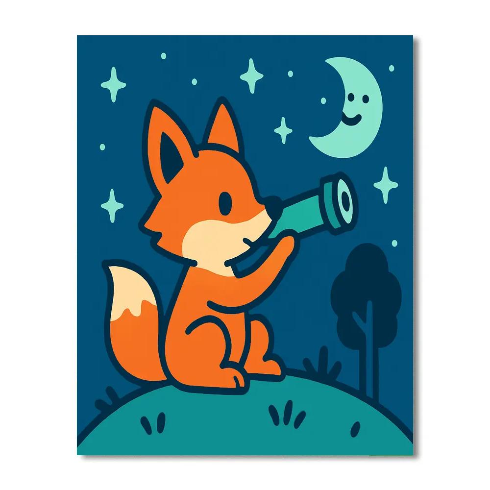 Stargazing Space Fox Paint by numbers art