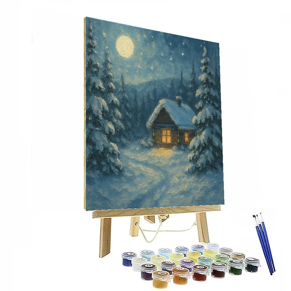 Midnight Cabin Glow Numbered painting kits