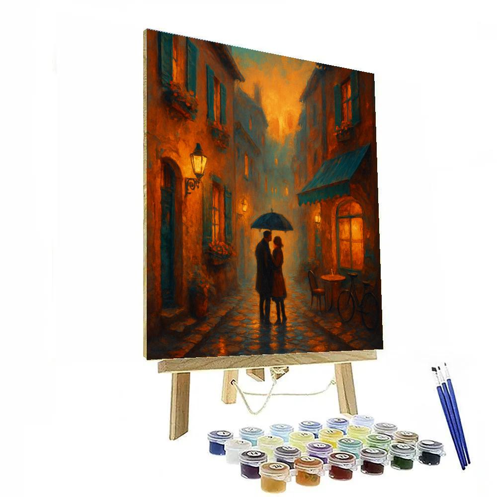 Lanterns Over Cobblestone Sunset paint by number