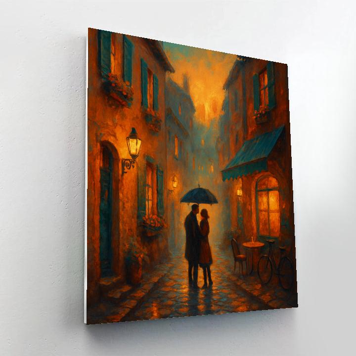 Lanterns Over Cobblestone Sunset paint by number