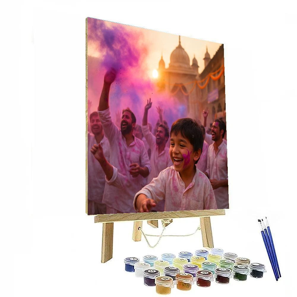 Holi In Mathura Sunrise Paint by numbers art