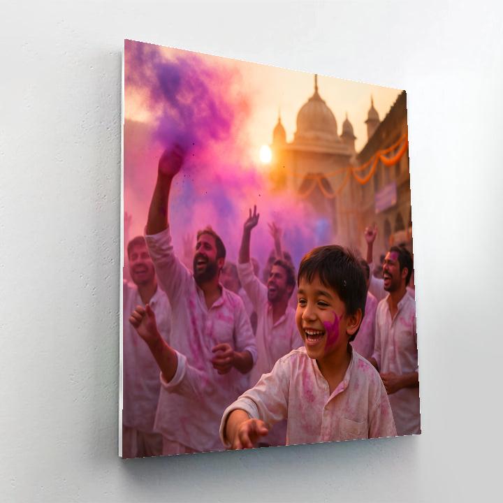 Holi In Mathura Sunrise Paint by numbers art