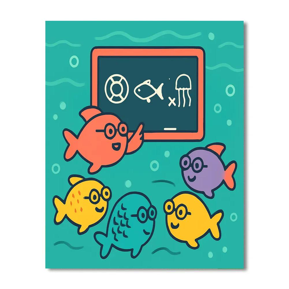 Underwater School Of Curiofish Number painting