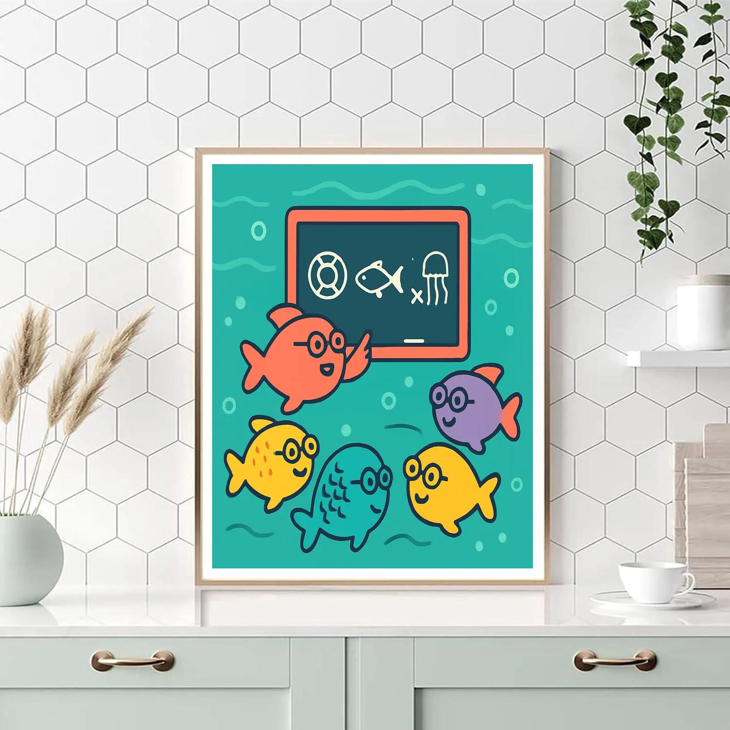 Underwater School Of Curiofish Number painting
