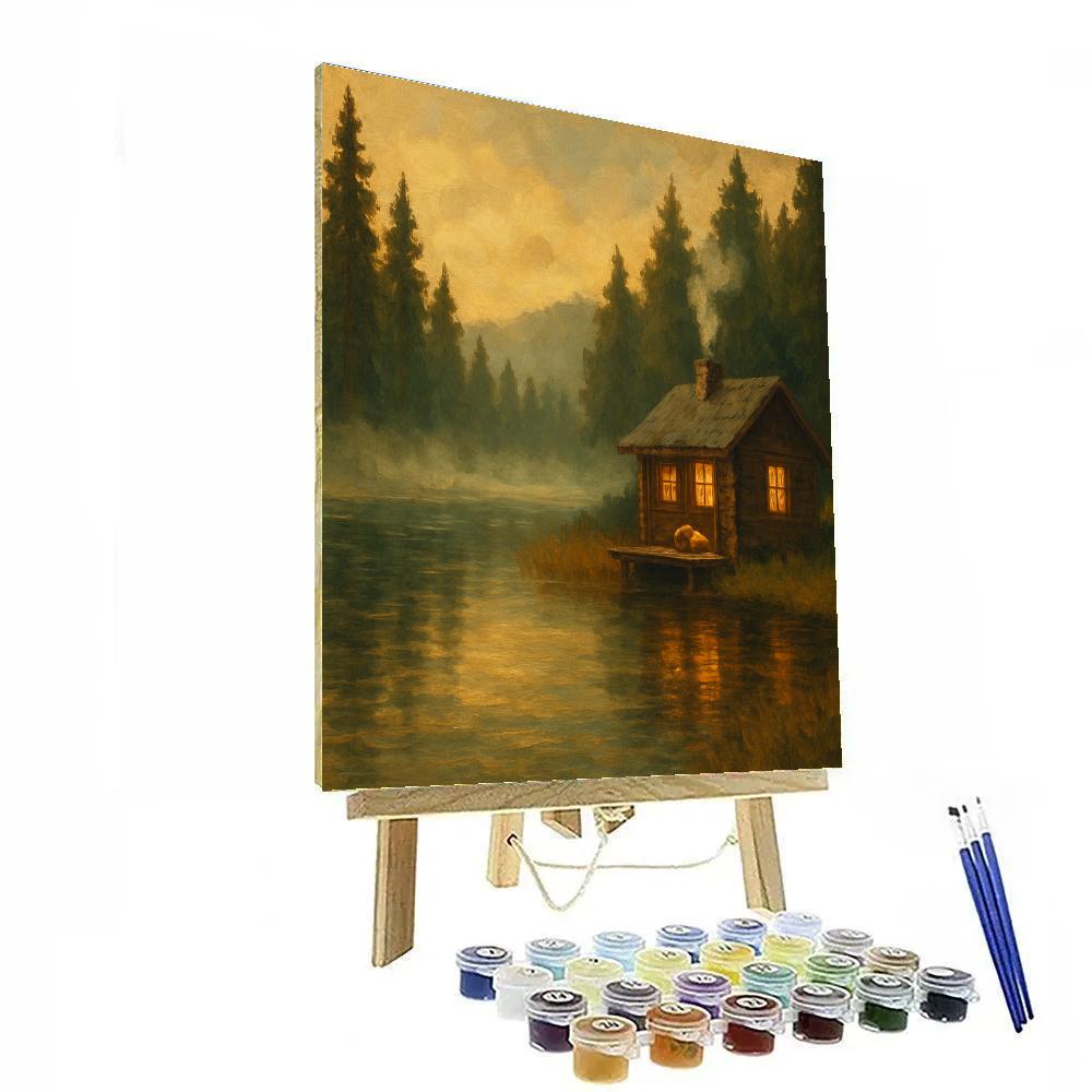 Amber Cabin By The Pines painting number kit