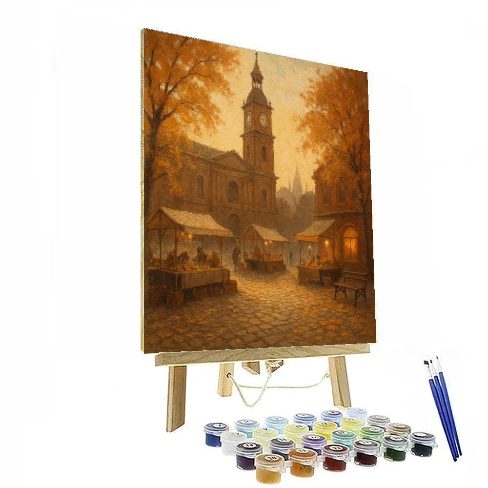 Clock Tower Morning Market Number painting