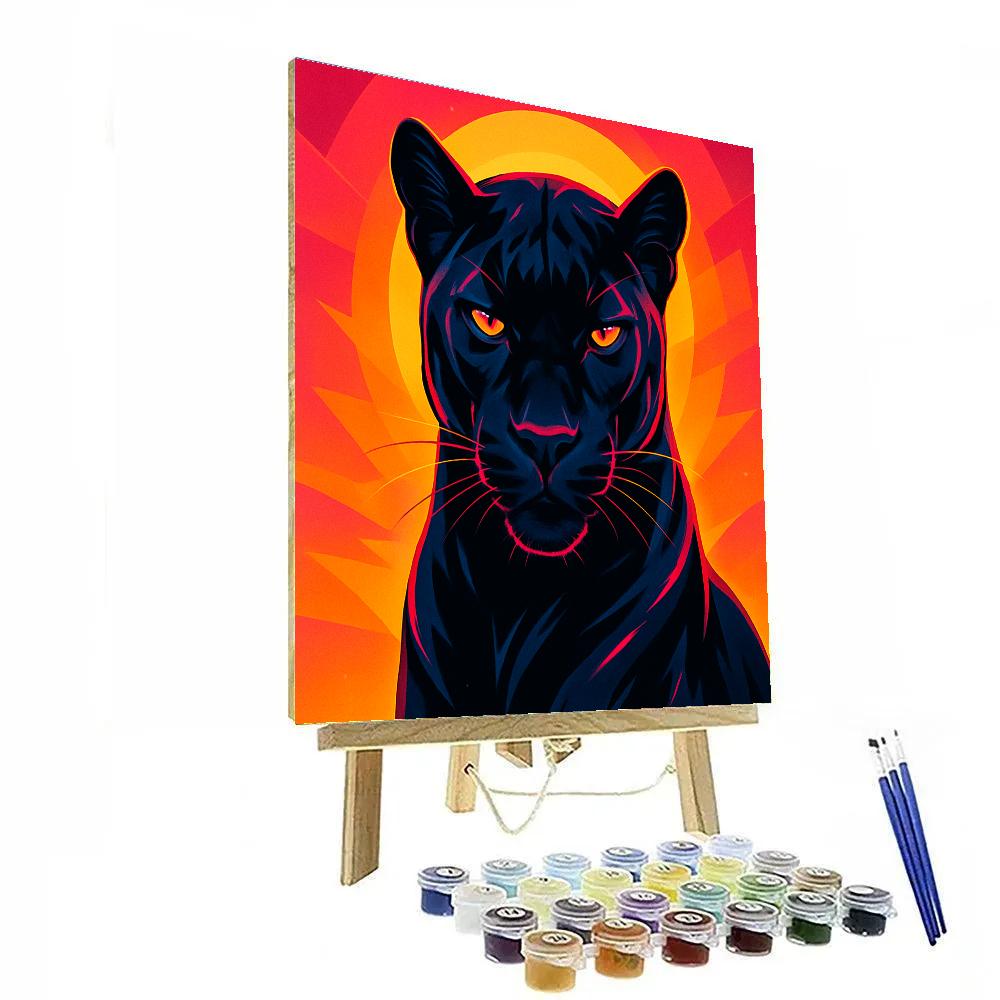Sunset Panther Emblem Paint by numbers art