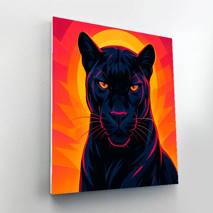 Sunset Panther Emblem Paint by numbers art