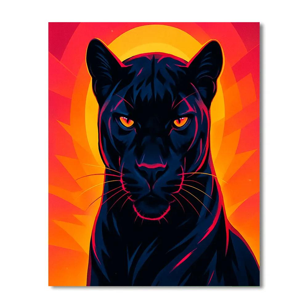 Sunset Panther Emblem Paint by numbers art