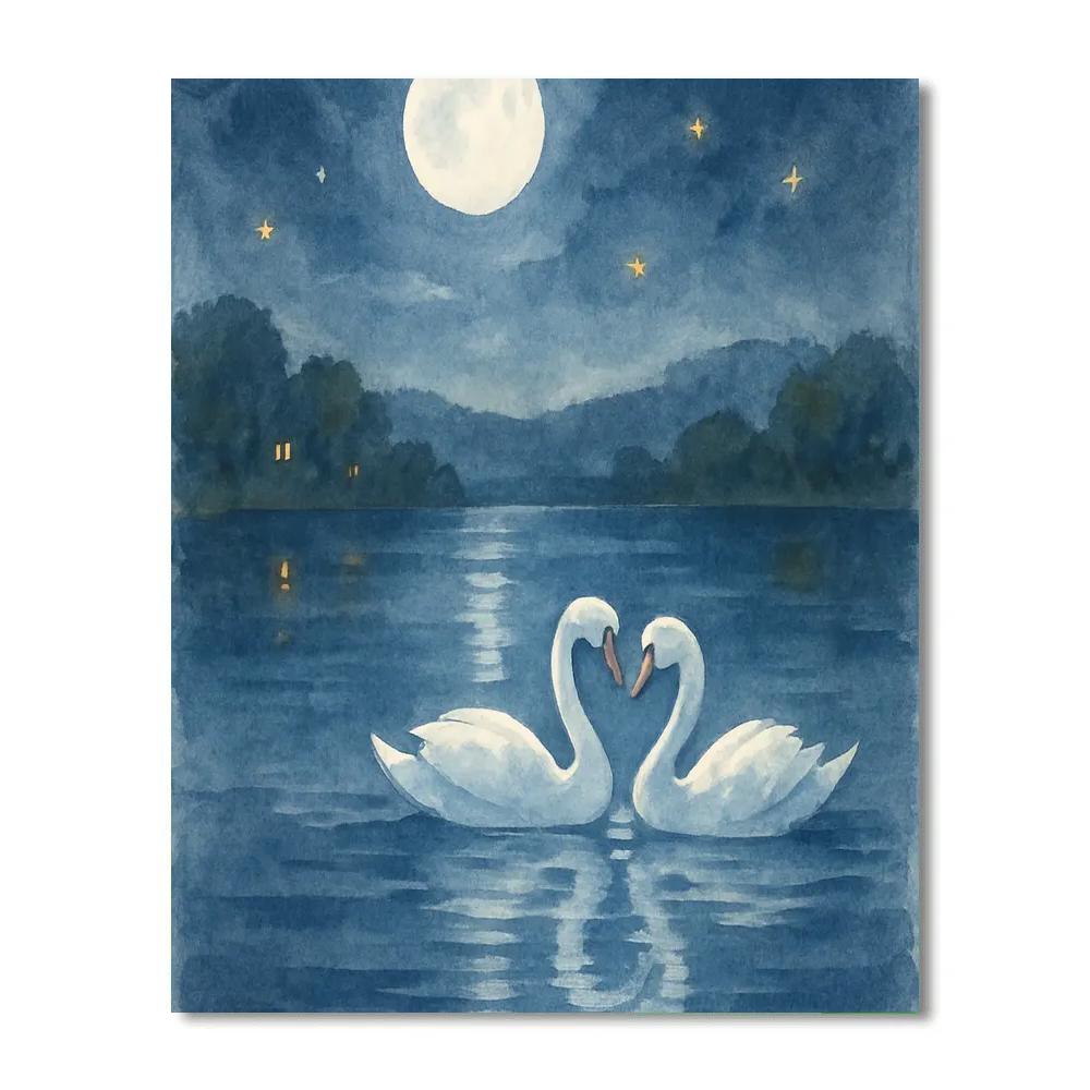 Moonlit Swan Lullaby DIY paint by numbers