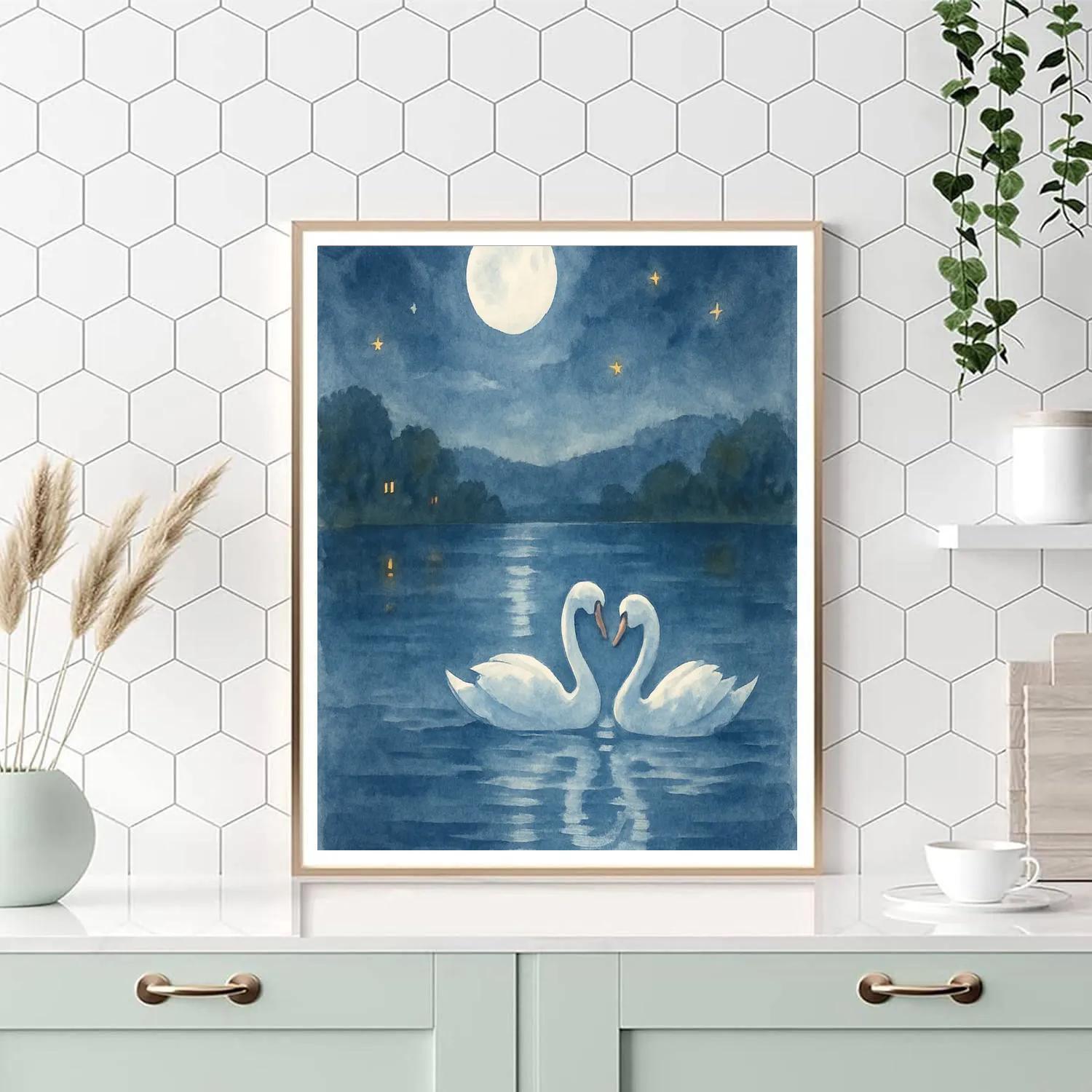 Moonlit Swan Lullaby DIY paint by numbers