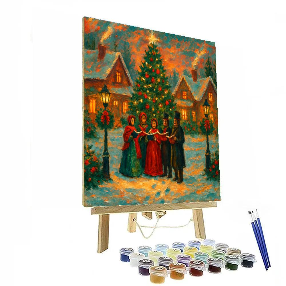 Starlit Village Carolers painting number kit