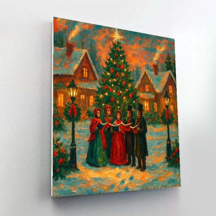 Starlit Village Carolers painting number kit