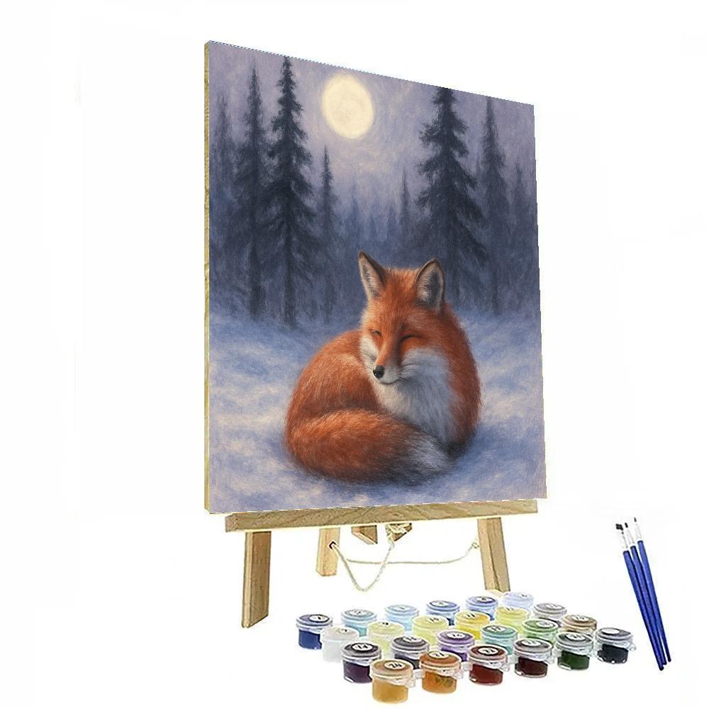 Fox Under Moonlit Pines Paint by numbers kits
