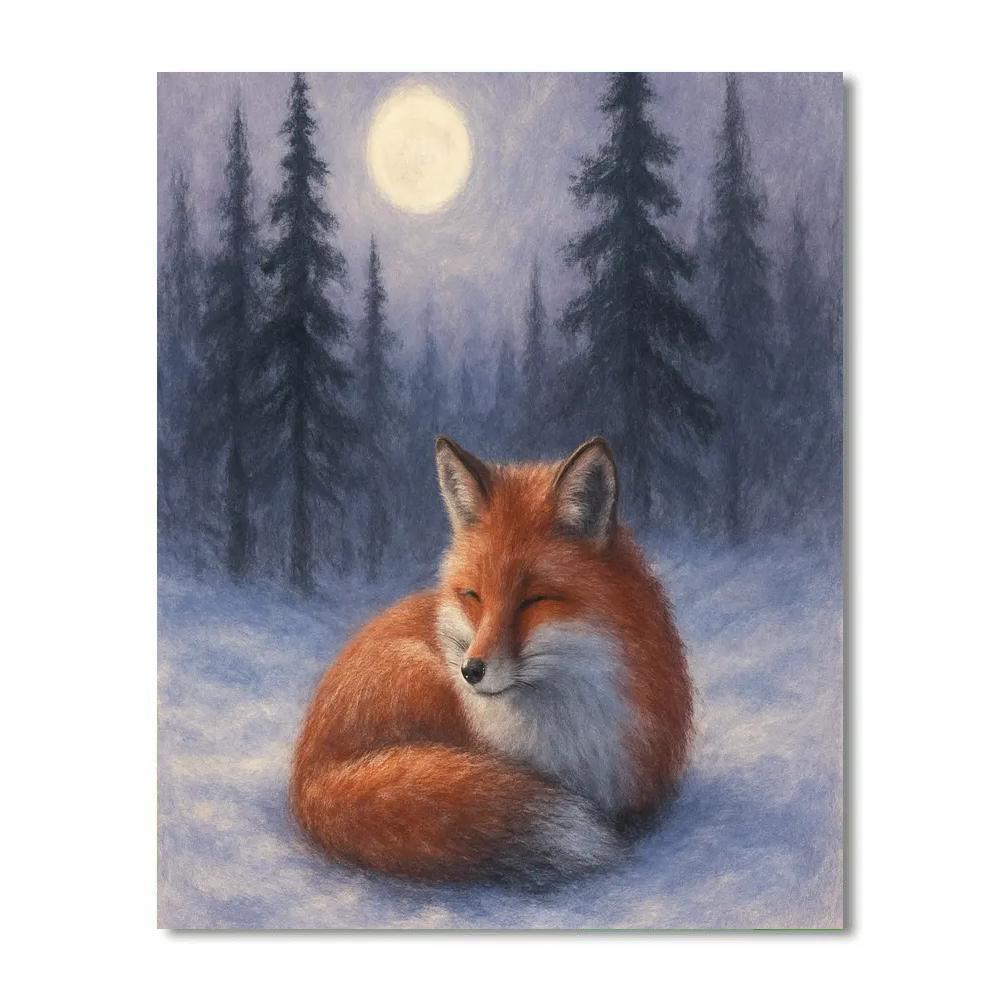 Fox Under Moonlit Pines Paint by numbers kits