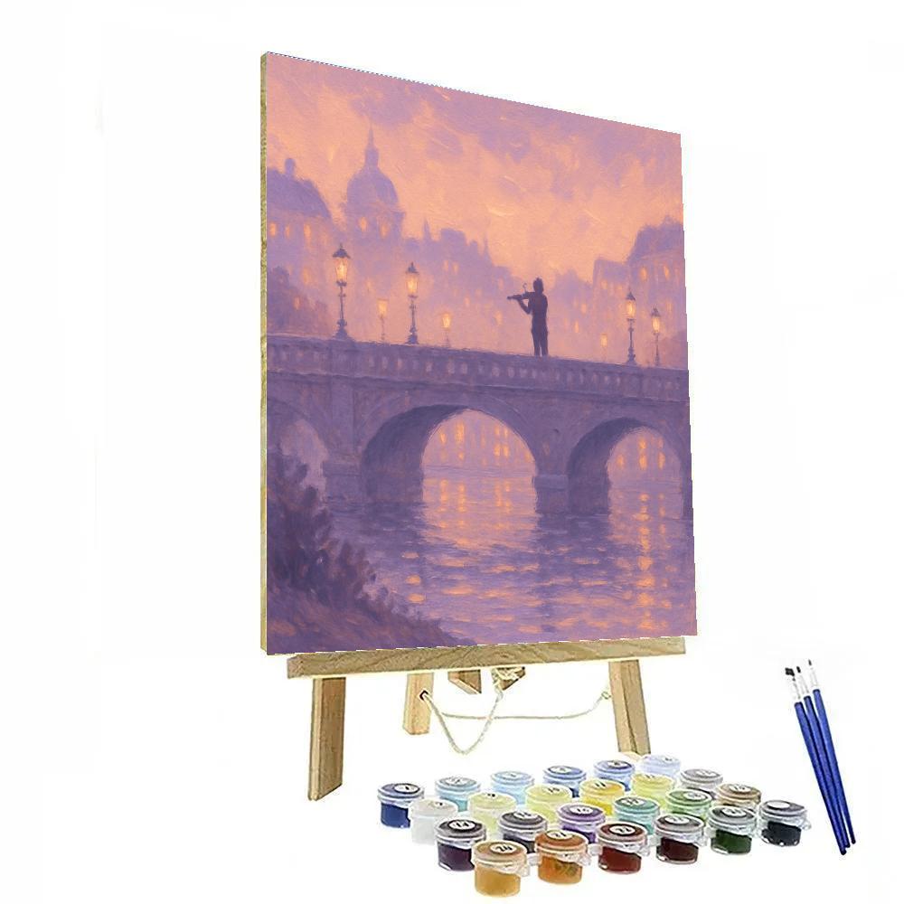 Parisian Bridge At Dusk painting number kit
