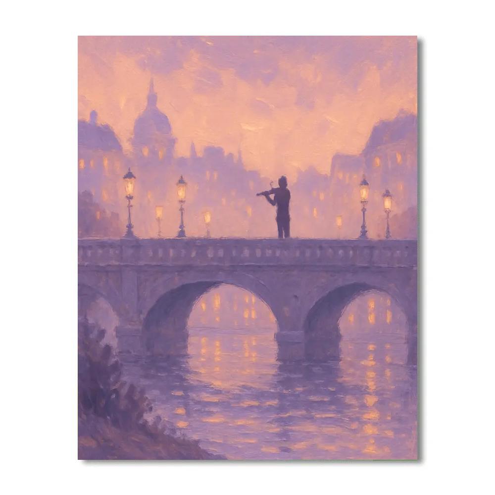 Parisian Bridge At Dusk painting number kit
