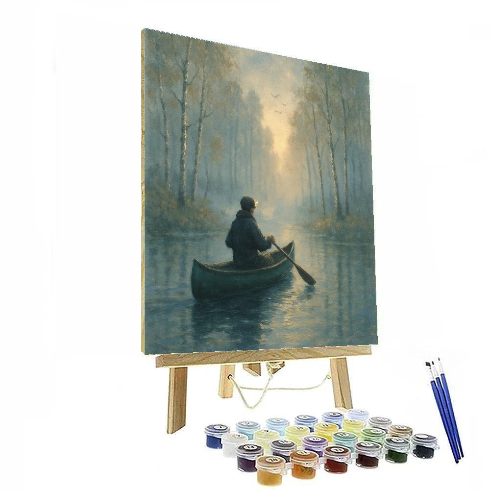 Misty Morning Canoe Number painting