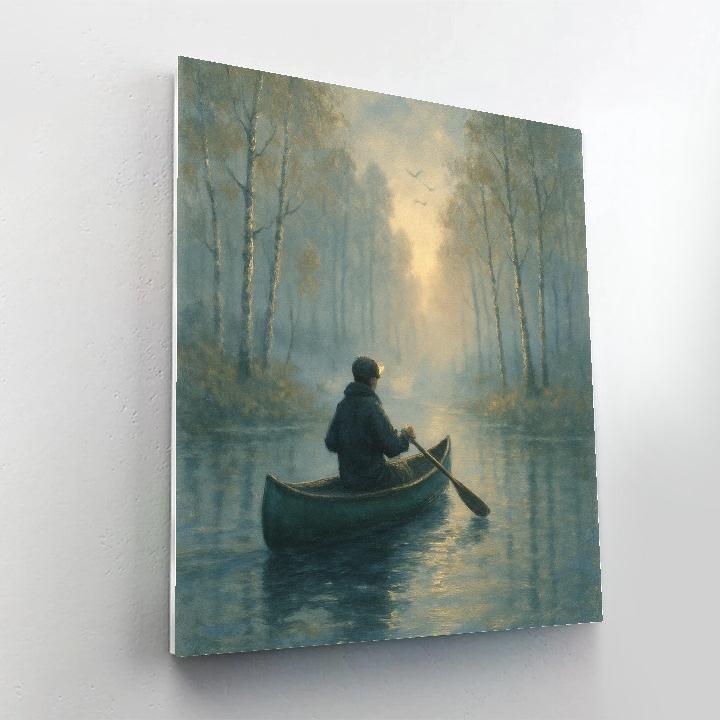 Misty Morning Canoe Number painting