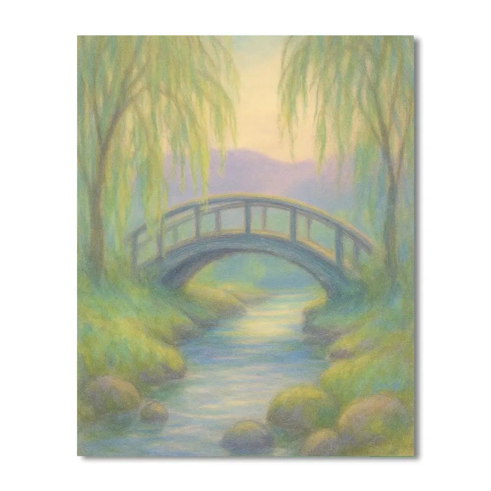 Willow Bridge Twilight Painting by numbers kit
