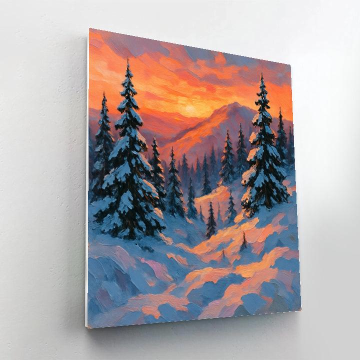 Sunset Over Snowy Ridge Number painting