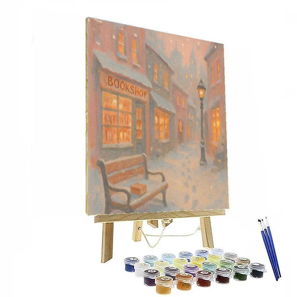 Snowed-In Bookshop Lane Paint by numbers art