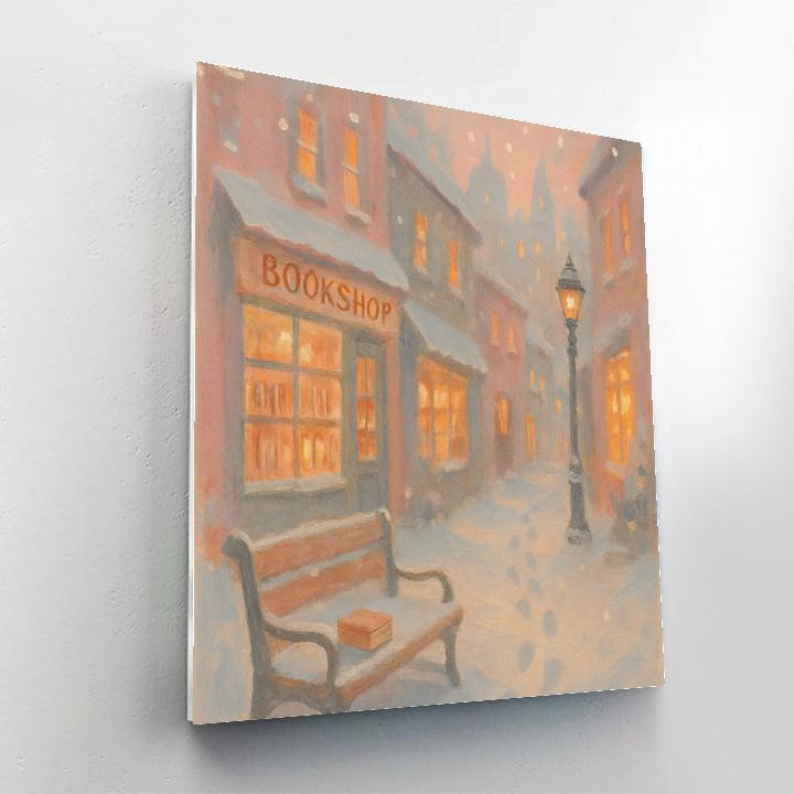 Snowed-In Bookshop Lane Paint by numbers art
