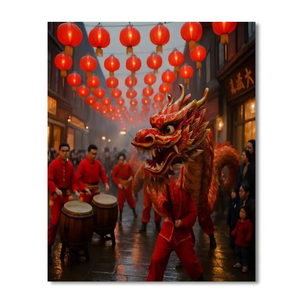 Lunar New Year Dragon Alley paint by color