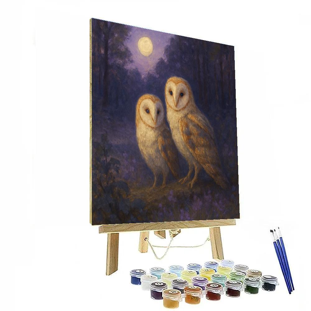 Owls At Twilight Clearing painting number kit
