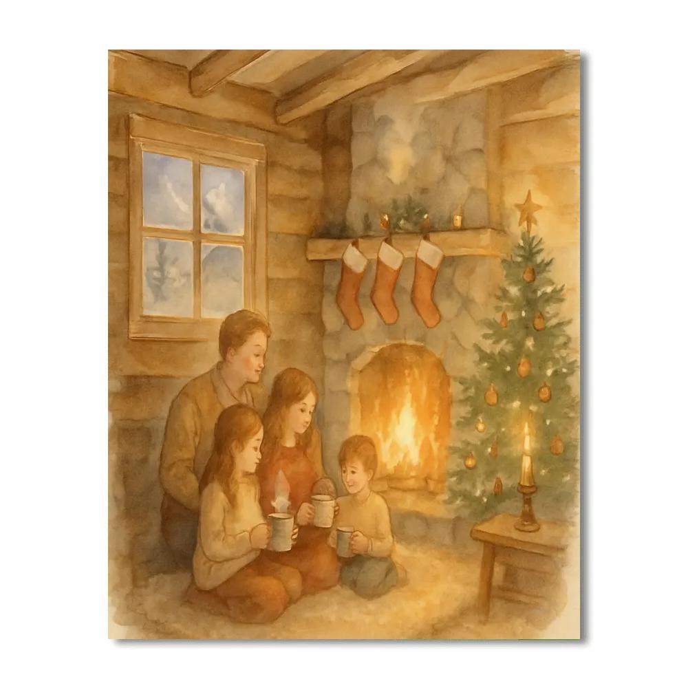 Cozy Cabin Hearthside Paint by numbers art