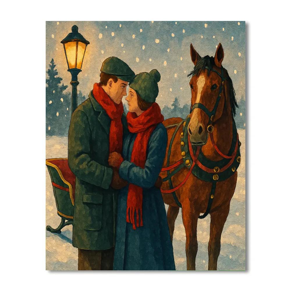 Sleigh Bells Embrace Numbered painting kits