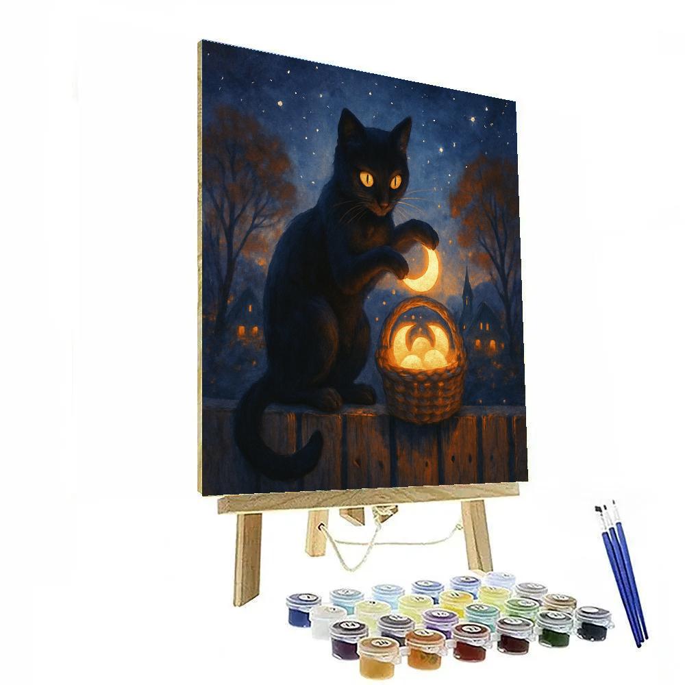 The Cat Who Collected Moons Numbered painting kits