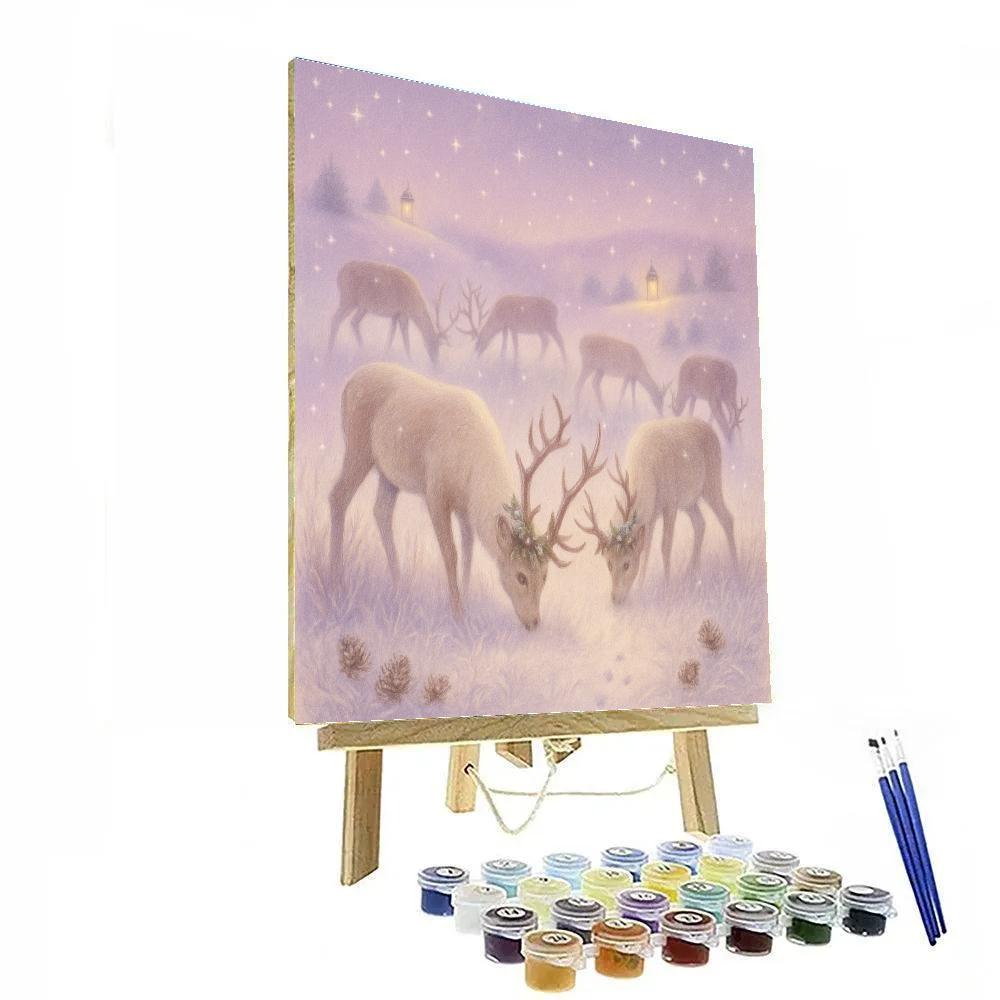 Frosted Reindeer Meadow Numbered painting kits