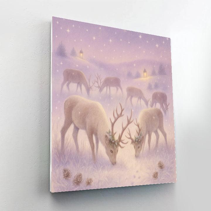 Frosted Reindeer Meadow Numbered painting kits