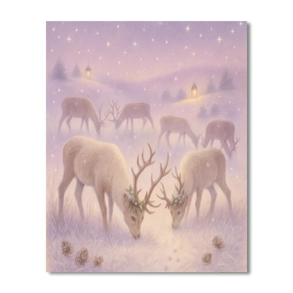 Frosted Reindeer Meadow Numbered painting kits