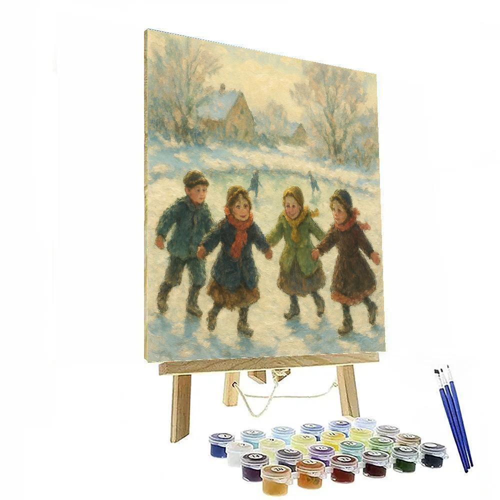 Childrens Snow Carousel Paint by numbers art