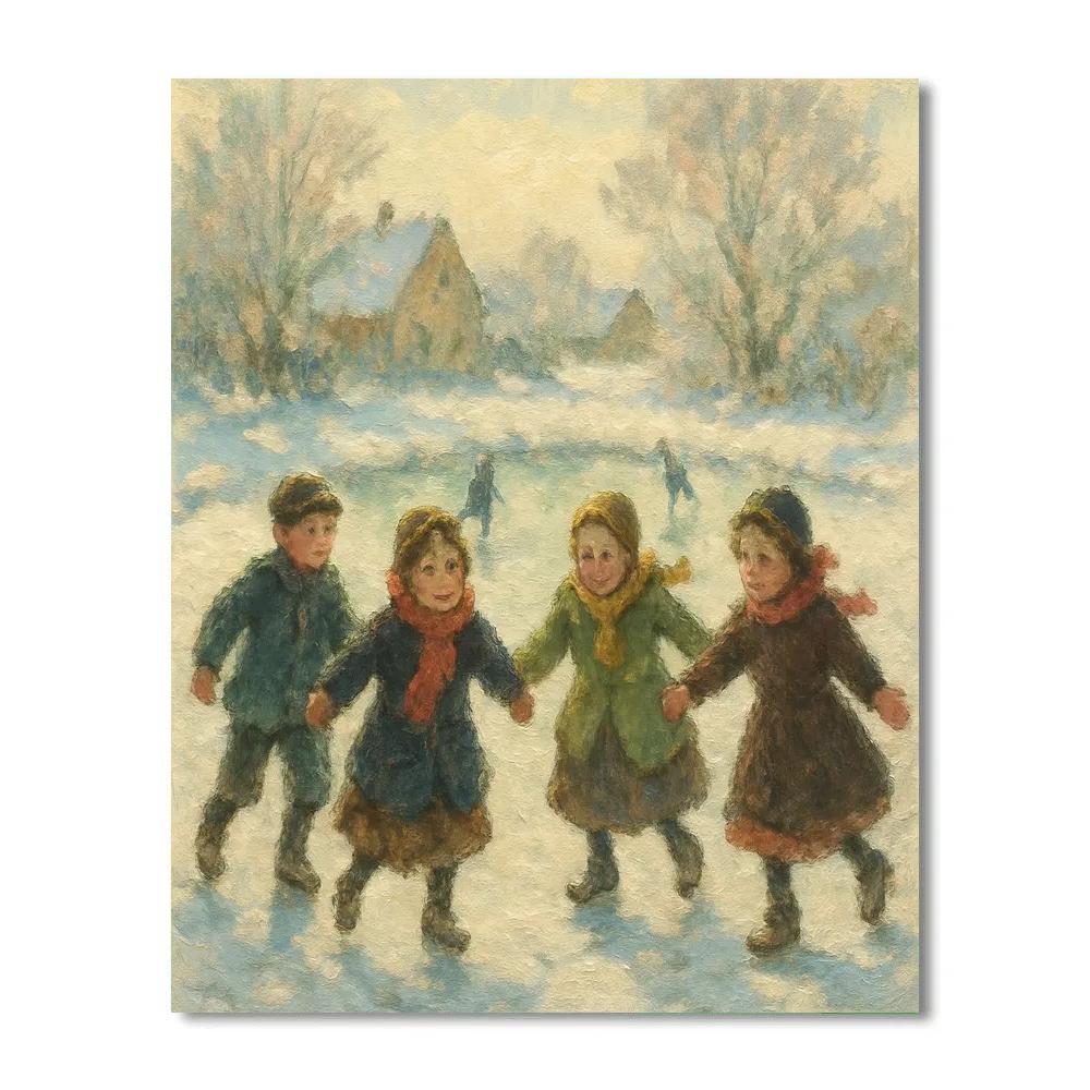 Childrens Snow Carousel Paint by numbers art